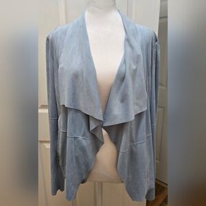 Bagatelle Powder Blue Faux Suede Drape Front Jacket, XL